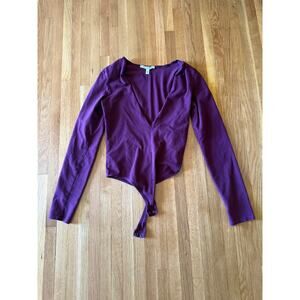Express Longsleeve V Neck Bodysuit Wine Color size S